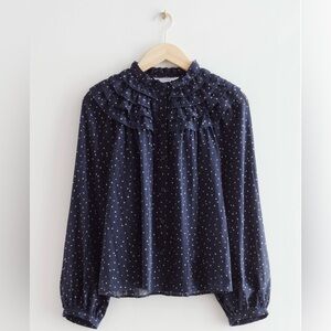 & Other Stories Navy Blouse with White Hearts
